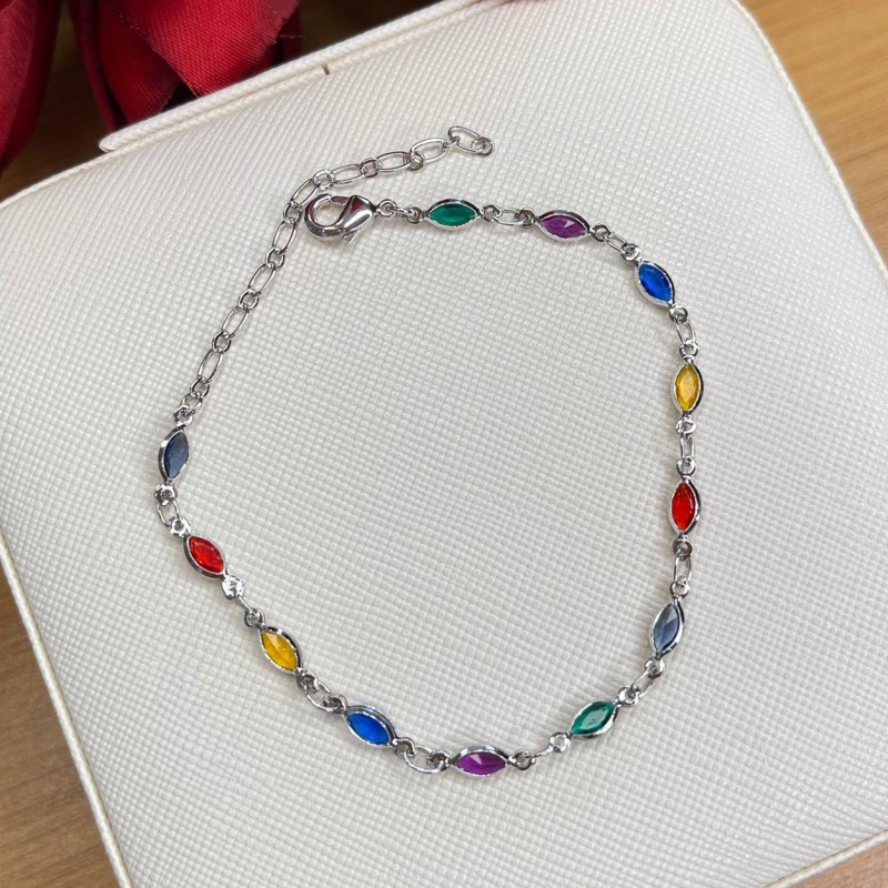 PULSEIRA NAVETES COLORIDA RODIO BRANCO