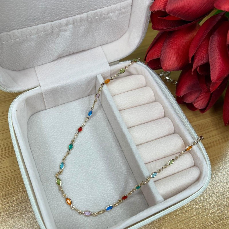CHOKER NAVETES COLORIDA OURO
