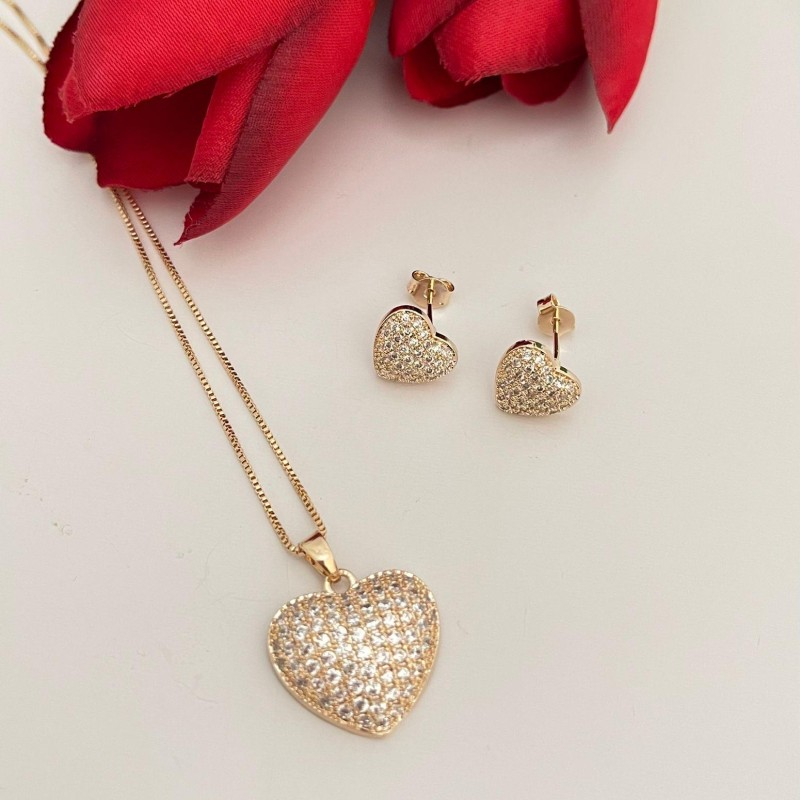 CONJUNTO CORAÇÃO MICROCRAVEJADO