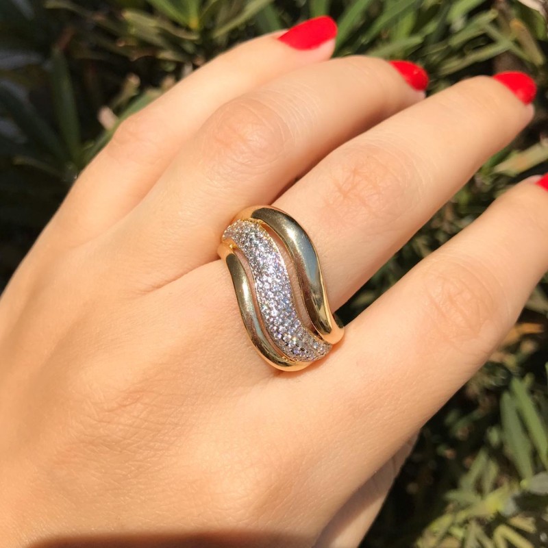 ANEL BANHO OURO 18 K  3 FILEIRAS 20