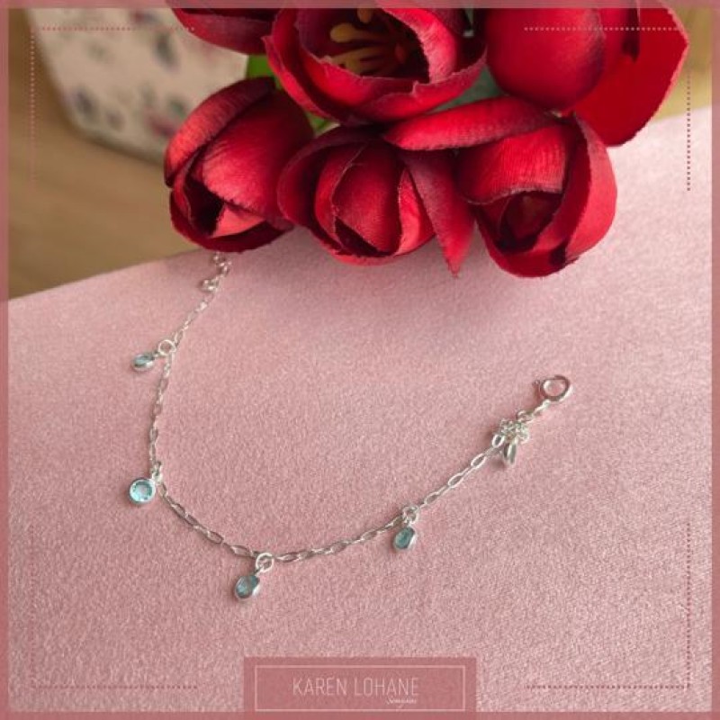 PULSEIRA COM CRISTAIS NA COR VERDE EM PRATA 925