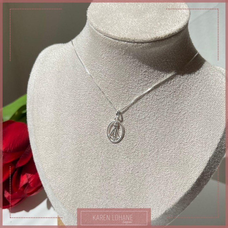 COLAR EM PRATA 925 PINGENTE DE NOSSA SENHORA