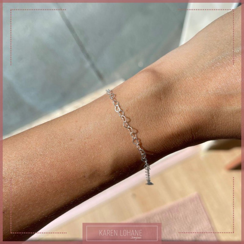 PULSEIRA ELOS CORAÇÕES PRATA 925