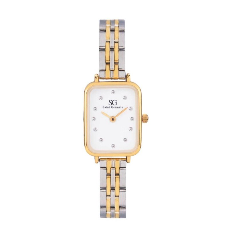 Relógio Feminino Quadrado Square Madison Diamond Bicolor Gold