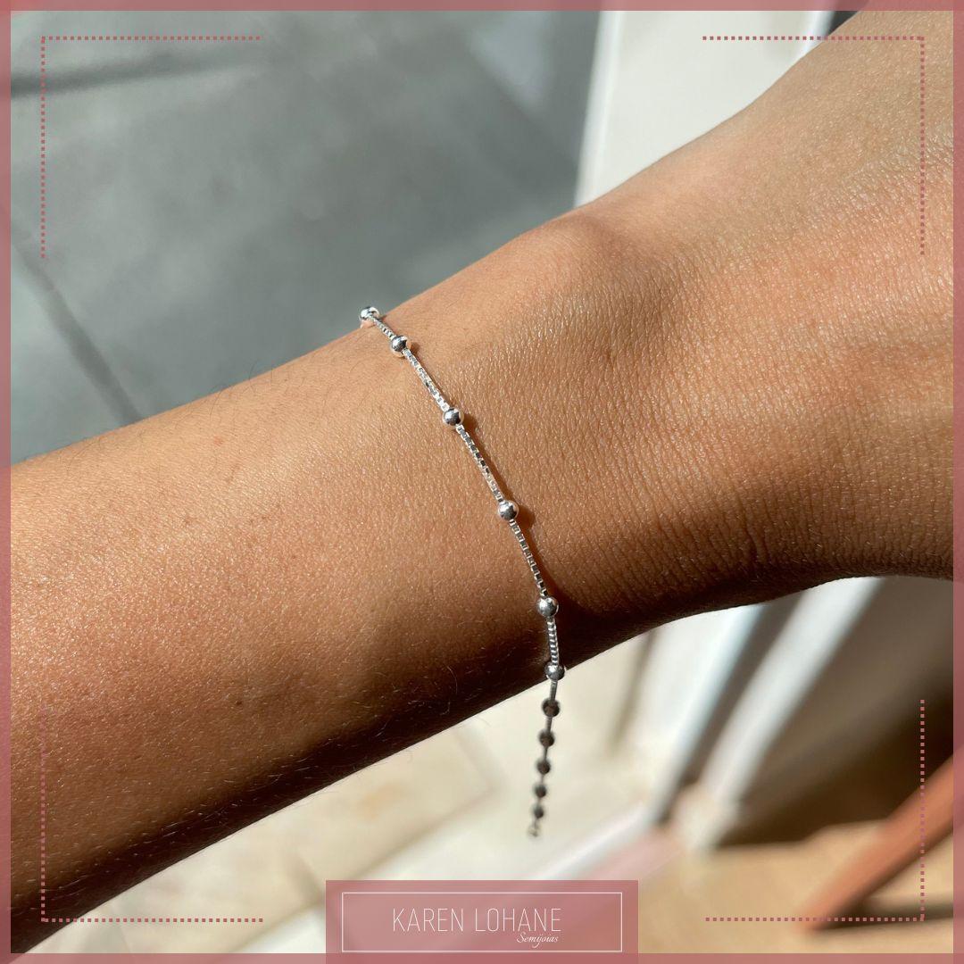 PULSEIRA VENEZIANA BOLINHA PRATA 925