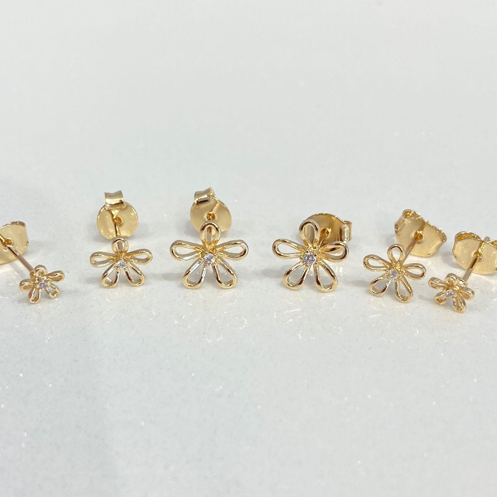 BRINCO TRIO FLOR COM ZIRCONIA