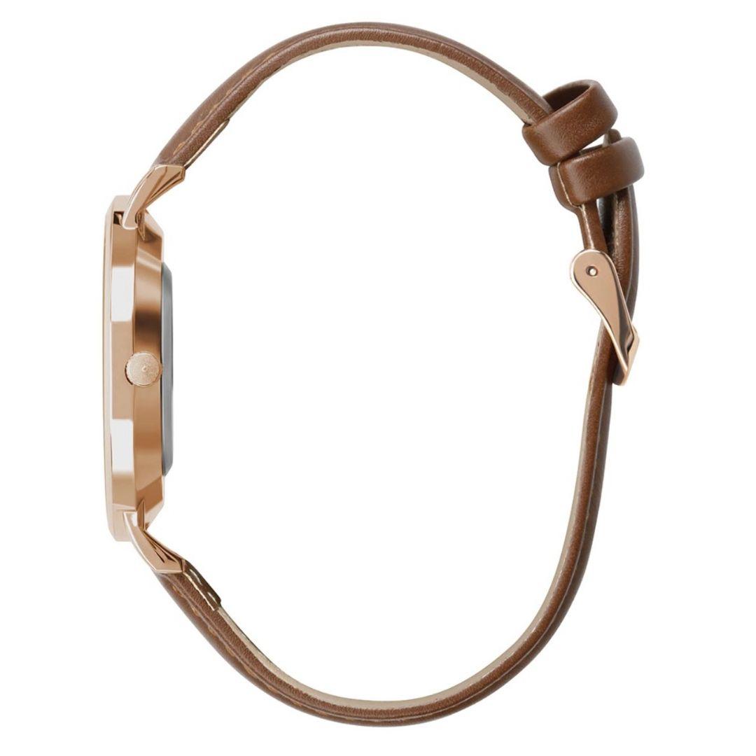 Relógio Feminino Marrom Pulseira de Couro Bronx Rosé Gold 32mm
