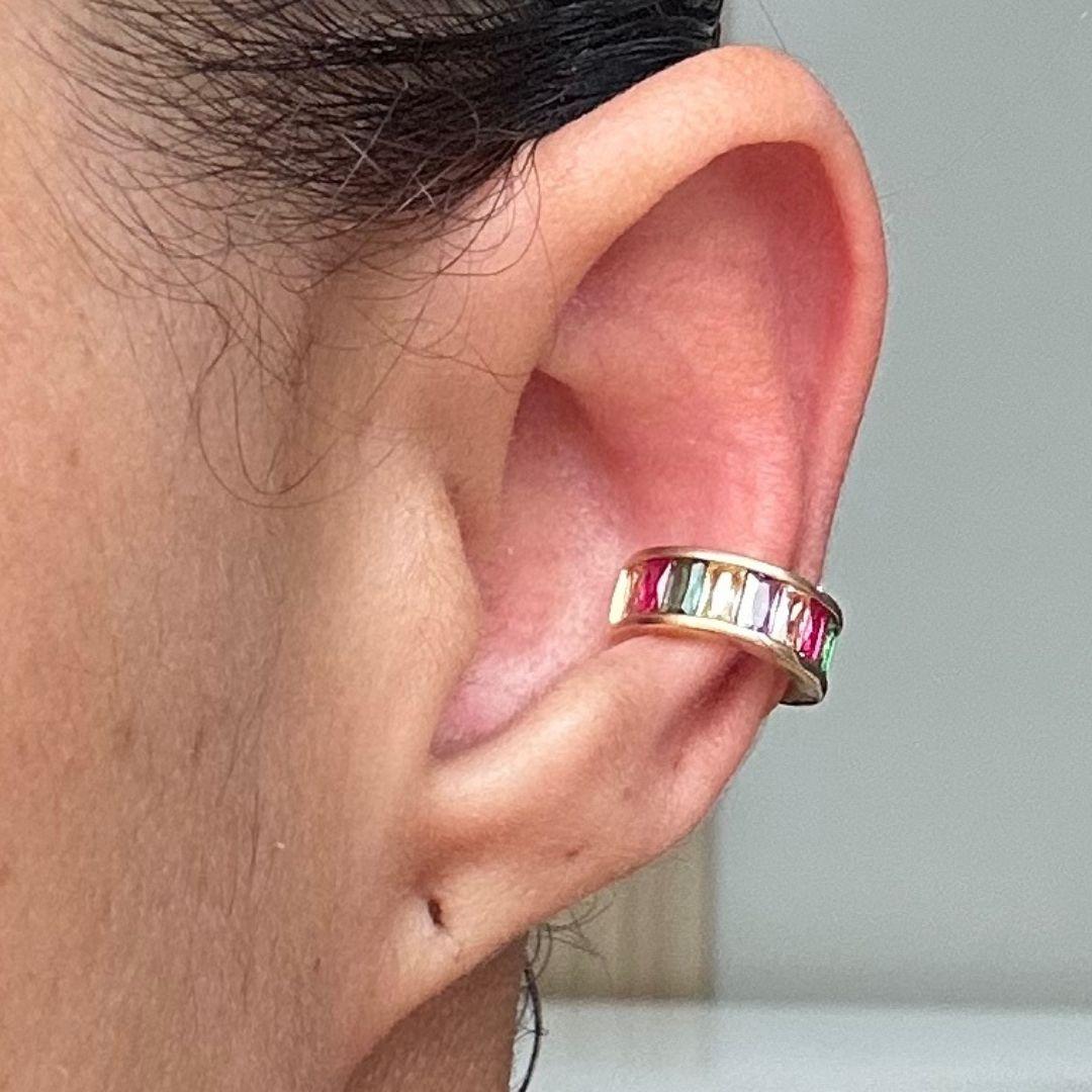 BRINCO PIERCING FAKE BAGUETES CRISTAIS